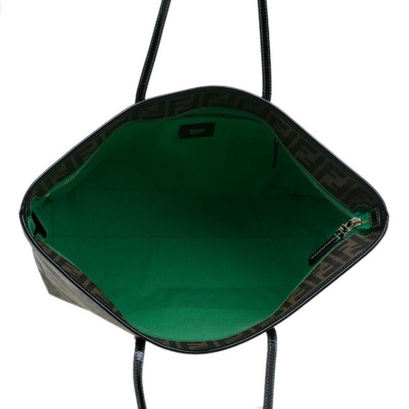 Fendi Tobacco Zucca Coated Canvas Fortune Print Roll Shopper Tote - Picture 2 of 7